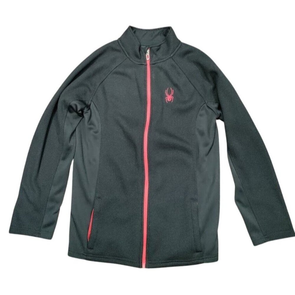 Spyder Unisex Kids Thermal Lining Raider Full Zip Black Sweater Size XL